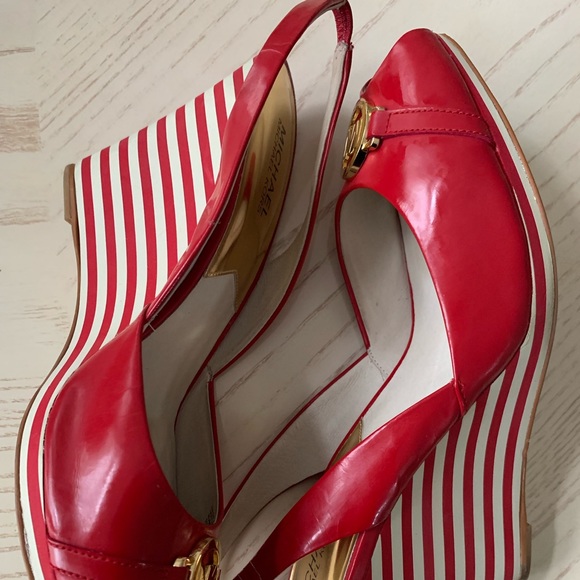 Michael Kors red wedge sling pump. - Picture 2 of 4
